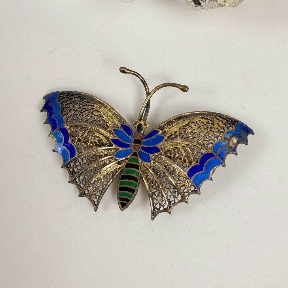 Golden Butterfly Brooch Butterfly Pin - Picture 3 of 9